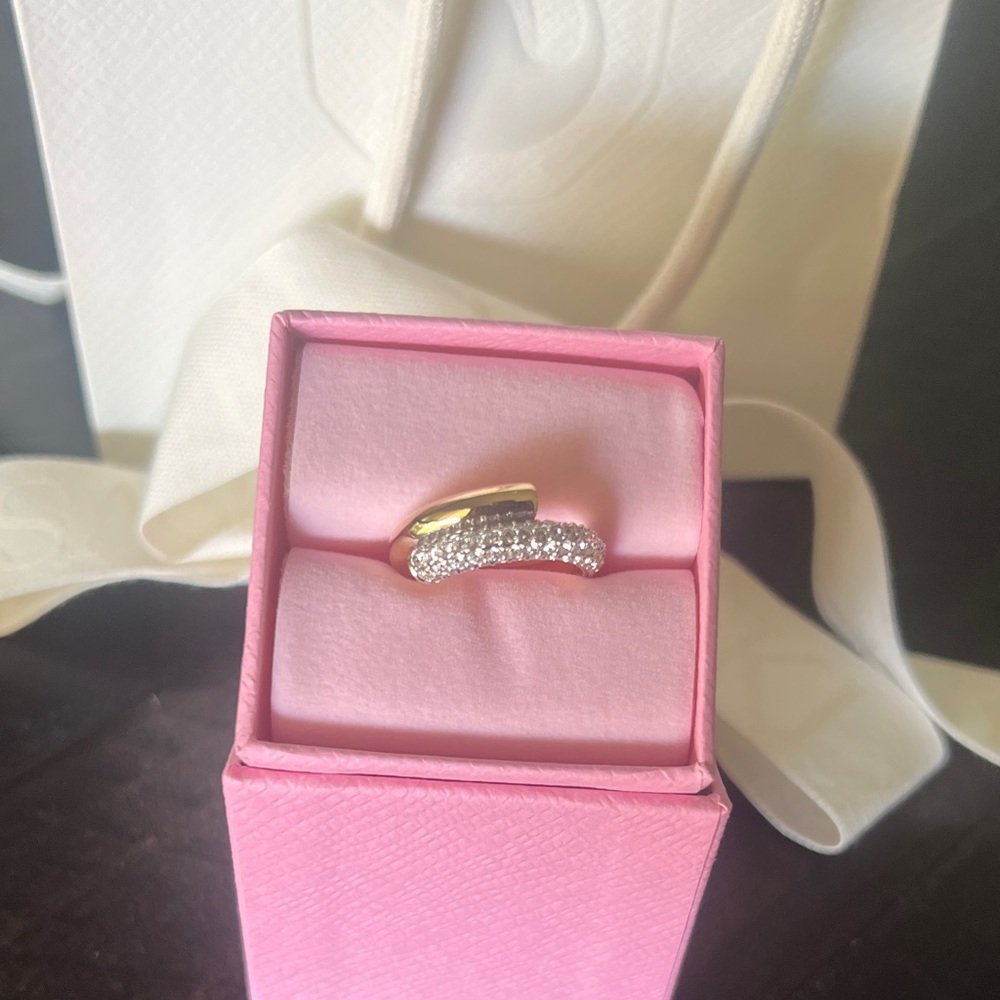 Swarovski Gold and Silver Dextera Women's Ring SZ 55